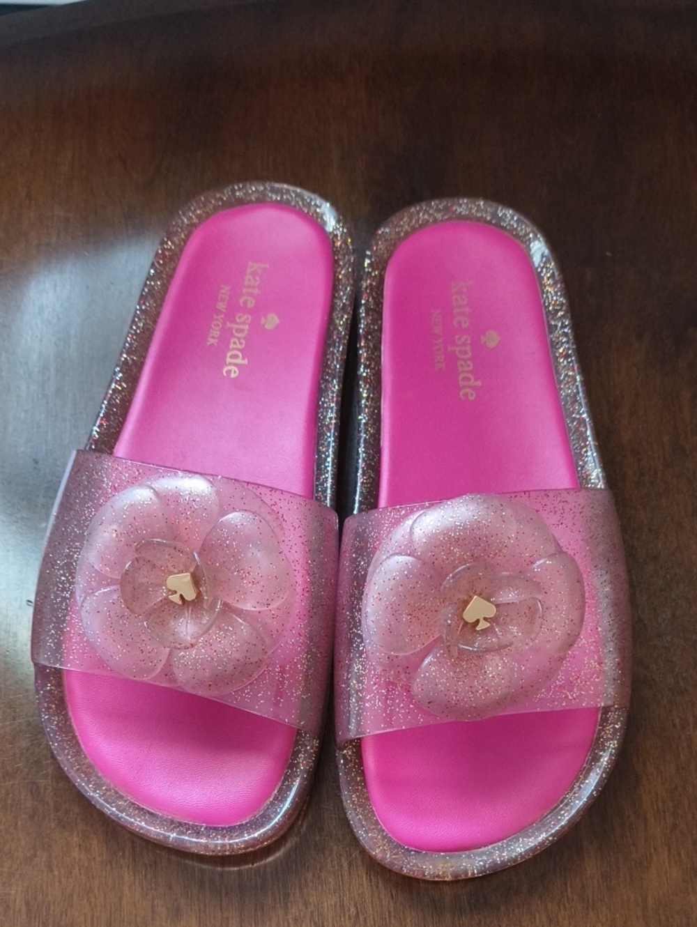 Kate Spade New York Pink Glitter Jelly Slides – Size 7